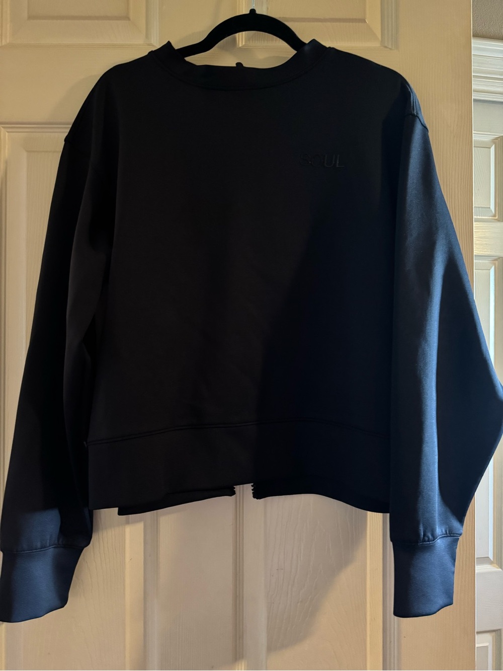 Soul Cycle- Embossed Black Crewneck Long-Sleeve Sweatshirt